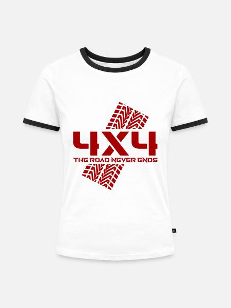Offroad Fahrzeug 4x4 - Frauen Kontrast-T-Shirt - Weiß/Schwarz