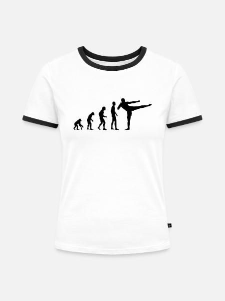 Evolution Kickboxen, MMA, Kampfsport - Frauen Kontrast-T-Shirt - Weiß/Schwarz