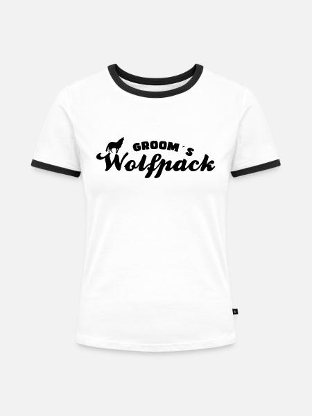 Bräutigam`s Wolfsrudel - Frauen Kontrast-T-Shirt - Weiß/Schwarz
