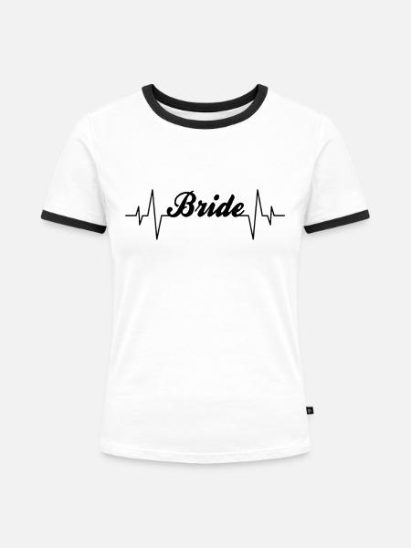 Braut bride Herzschlag - Frauen Kontrast-T-Shirt - Weiß/Schwarz