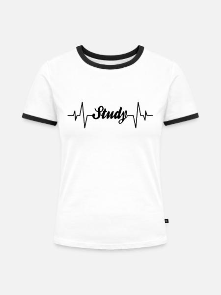 Studieren Herzschlag - Frauen Kontrast-T-Shirt - Weiß/Schwarz