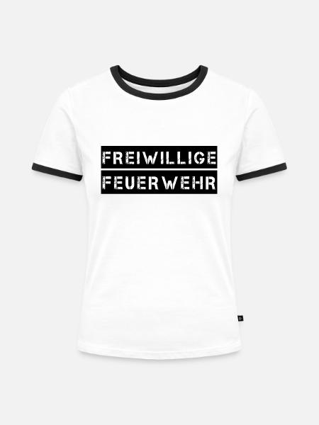 Freiwillige Feuerwehr - Frauen Kontrast-T-Shirt - Weiß/Schwarz
