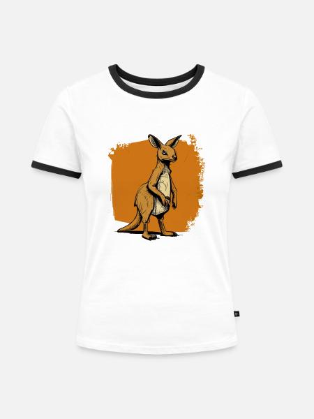Känguru comic cartoon Style - Frauen Kontrast-T-Shirt - Weiß/Schwarz