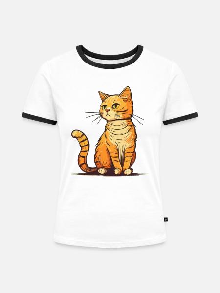 Katze im comic style - Frauen Kontrast-T-Shirt - Weiß/Schwarz
