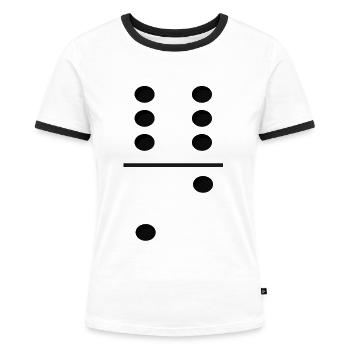 Domino Game Tile 6-2 - Lustiges Gruppenkostüm - Frauen Kontrast-T-Shirt - Weiß/Schwarz - Vorne - Selfina (174cm)