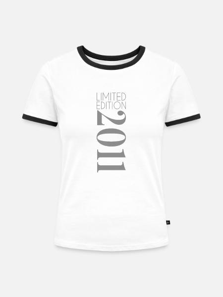 Limited Edition 2011 - Frauen Kontrast-T-Shirt - Weiß/Schwarz
