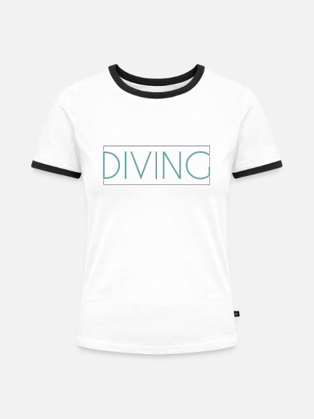 Tauchen Schriftzug - Frauen Kontrast-T-Shirt - Weiß/Schwarz