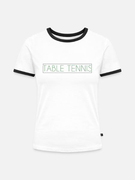 Tischtennis Schriftzug - Frauen Kontrast-T-Shirt - Weiß/Schwarz