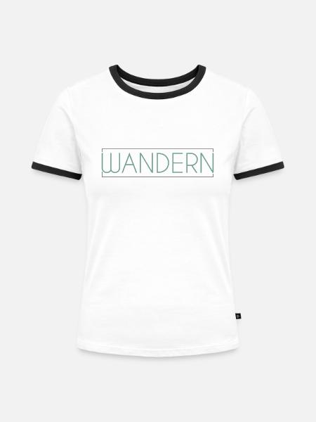 Wandern Schriftzug - Frauen Kontrast-T-Shirt - Weiß/Schwarz