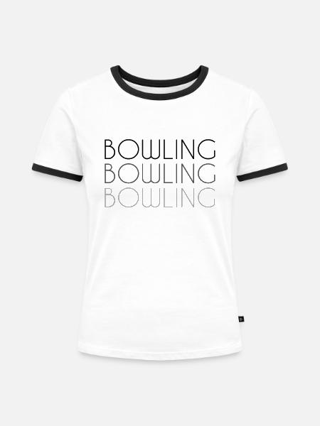 Bowling Schriftzug - Frauen Kontrast-T-Shirt - Weiß/Schwarz