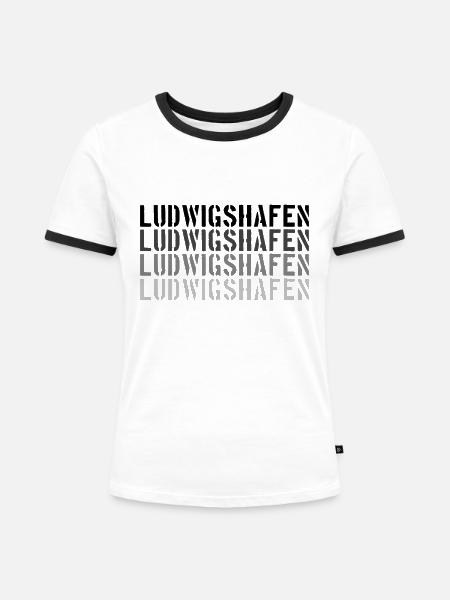 Ludwigshafen - Frauen Kontrast-T-Shirt - Weiß/Schwarz