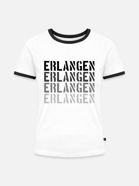 Erlangen - Frauen Kontrast-T-Shirt - Weiß/Schwarz