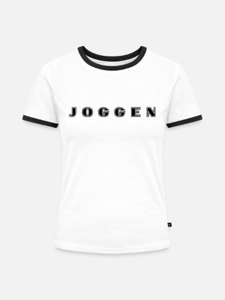 Joggen Schriftzug - Frauen Kontrast-T-Shirt - Weiß/Schwarz