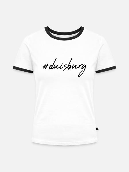 Duisburg - Frauen Kontrast-T-Shirt - Weiß/Schwarz