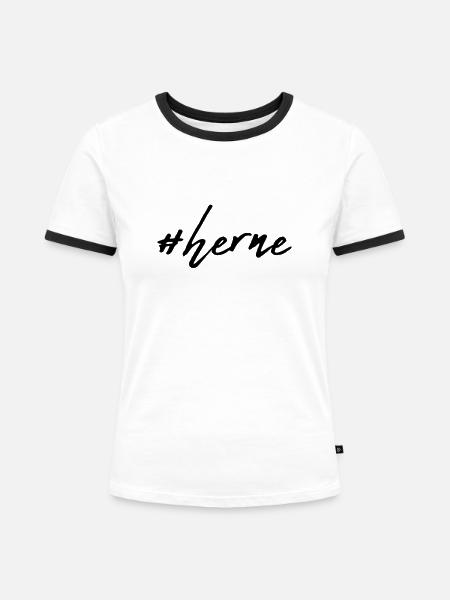 Herne - Frauen Kontrast-T-Shirt - Weiß/Schwarz