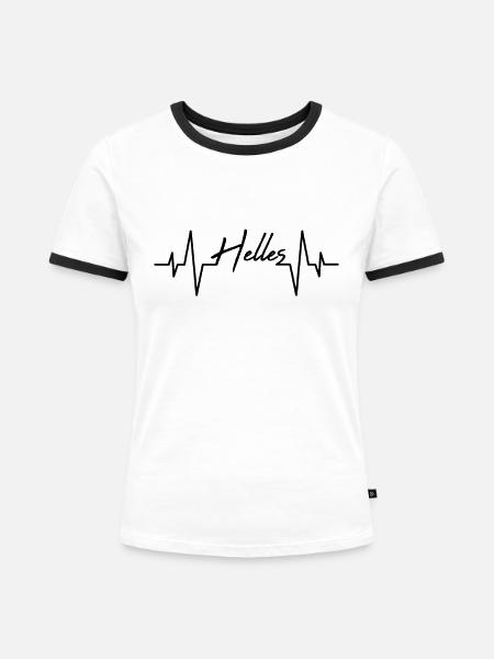 Helles Herzschlag - Frauen Kontrast-T-Shirt - Weiß/Schwarz