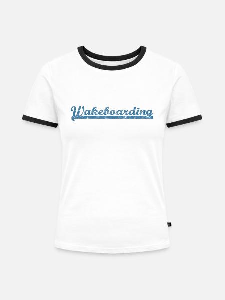 Wakeboarding - Frauen Kontrast-T-Shirt - Weiß/Schwarz