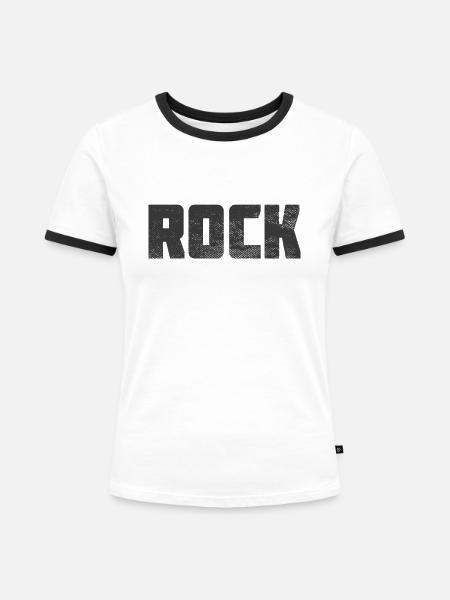 Rock - Frauen Kontrast-T-Shirt - Weiß/Schwarz