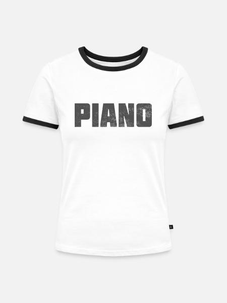 Piano - Frauen Kontrast-T-Shirt - Weiß/Schwarz