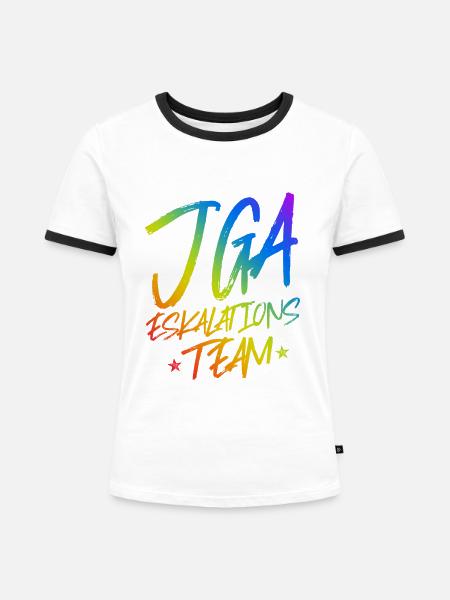 Jga Eskalation - Frauen Kontrast-T-Shirt - Weiß/Schwarz