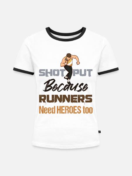 Leichtathletik, Leichtathletik, Wurfsportler, - Frauen Kontrast-T-Shirt - Weiß/Schwarz
