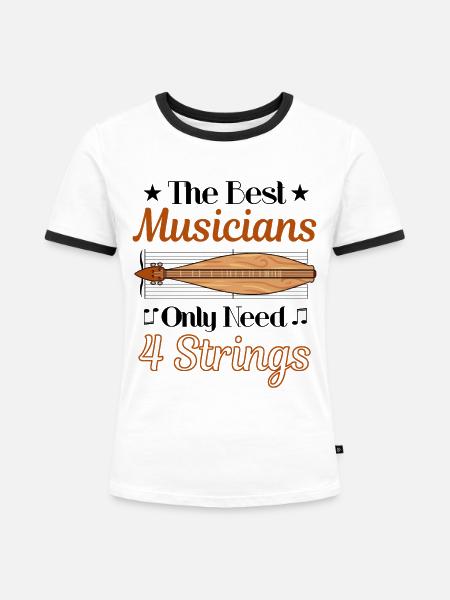 Musikinstrumenten-Musiker, Berg-Dulcimer-Spieler - Frauen Kontrast-T-Shirt - Weiß/Schwarz