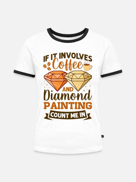 Hobby Diamond Painter Diamant - Frauen Kontrast-T-Shirt - Weiß/Schwarz