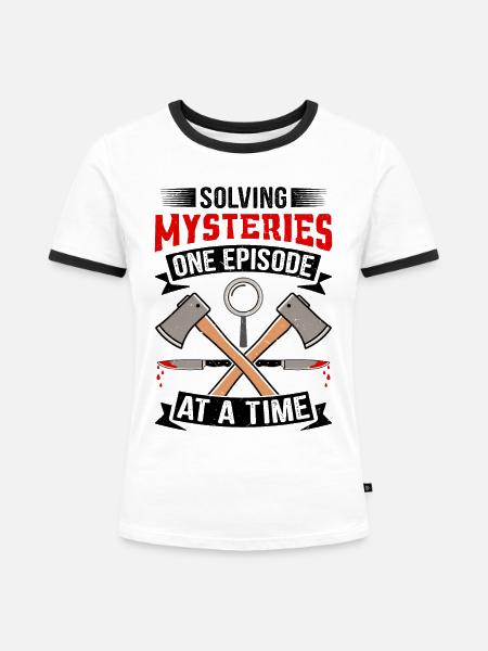 True Crime - Frauen Kontrast-T-Shirt - Weiß/Schwarz