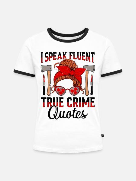 True Crime - Frauen Kontrast-T-Shirt - Weiß/Schwarz