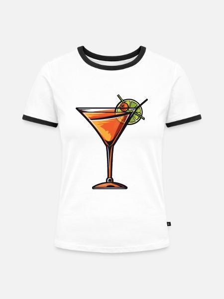 Limonade Drink - Frauen Kontrast-T-Shirt - Weiß/Schwarz