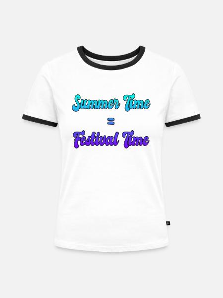 Sommer Festival - Frauen Kontrast-T-Shirt - Weiß/Schwarz