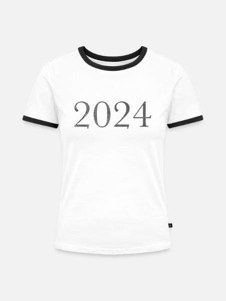 2024 - Frauen Kontrast-T-Shirt - Weiß/Schwarz