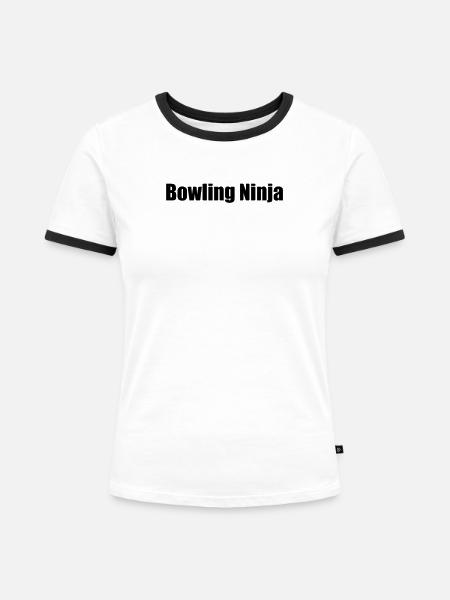 Bowling - Bowling Ninja - Frauen Kontrast-T-Shirt - Weiß/Schwarz