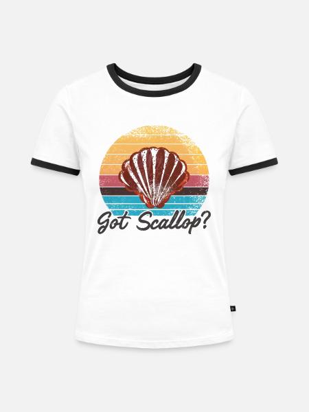 Jakobsmuschel - Frauen Kontrast-T-Shirt - Weiß/Schwarz