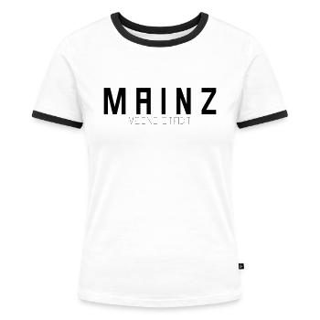 Mainz Meine Stadt - Frauen Kontrast-T-Shirt - Weiß/Schwarz - Vorne - Selfina (174cm)