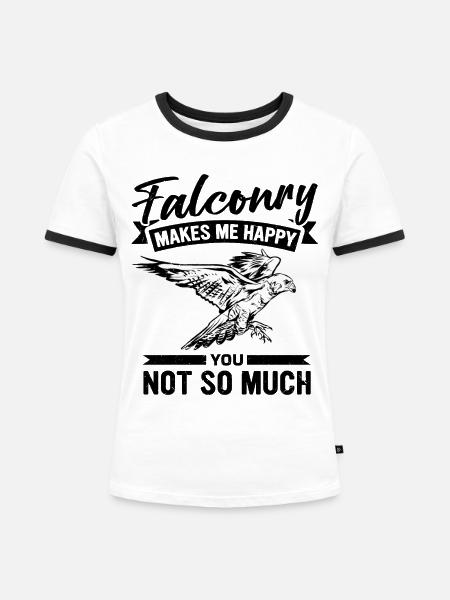 Falke Falkner Spruch - Frauen Kontrast-T-Shirt - Weiß/Schwarz