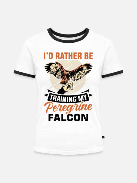 Falke Falkner Spruch - Frauen Kontrast-T-Shirt - Weiß/Schwarz