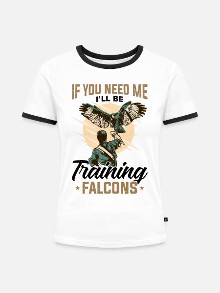 Falke Falkner Spruch - Frauen Kontrast-T-Shirt - Weiß/Schwarz