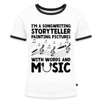 Musiker Songwriter Sänger Musiker Musik Musik Pr - Frauen Kontrast-T-Shirt - Weiß/Schwarz - Vorne - Selfina (174cm)