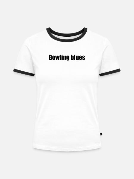Bowling - Bowling blues - Frauen Kontrast-T-Shirt - Weiß/Schwarz