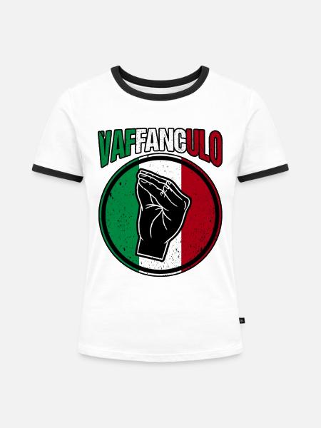 Italien Italiener Vaffanculo - Frauen Kontrast-T-Shirt - Weiß/Schwarz