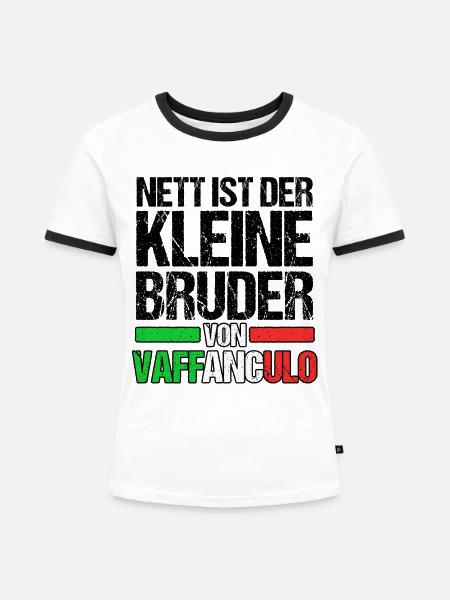Italien Italiener Vaffanculo - Frauen Kontrast-T-Shirt - Weiß/Schwarz