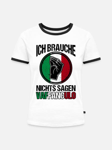 Italien Italiener Vaffanculo - Frauen Kontrast-T-Shirt - Weiß/Schwarz