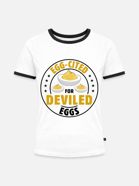 Teufelsei Spruch - Frauen Kontrast-T-Shirt - Weiß/Schwarz