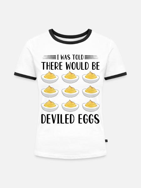 Teufelsei Spruch - Frauen Kontrast-T-Shirt - Weiß/Schwarz