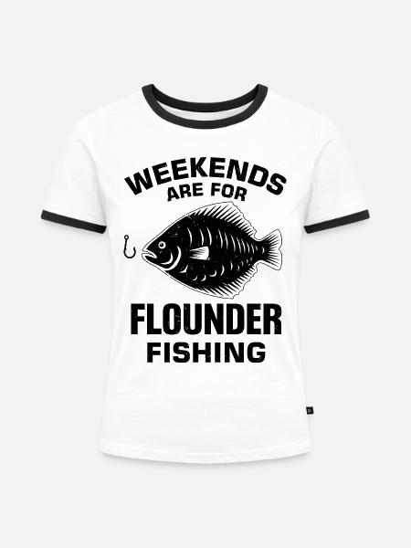 Flunder Fischer Spruch - Frauen Kontrast-T-Shirt - Weiß/Schwarz
