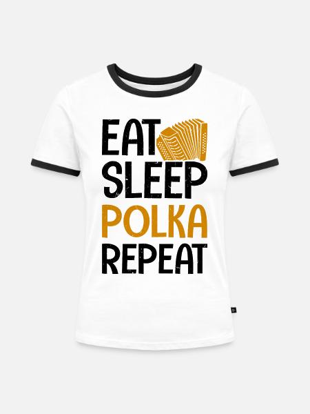 Witziger Polka Spruch - Frauen Kontrast-T-Shirt - Weiß/Schwarz