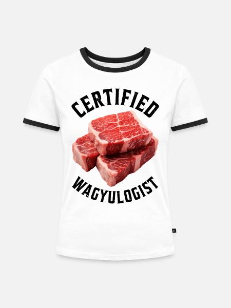 Wagyu Steak - Frauen Kontrast-T-Shirt - Weiß/Schwarz