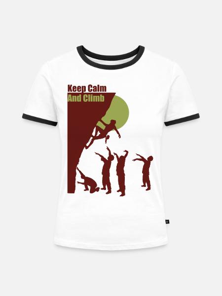 Bergsteigen - Frauen Kontrast-T-Shirt - Weiß/Schwarz