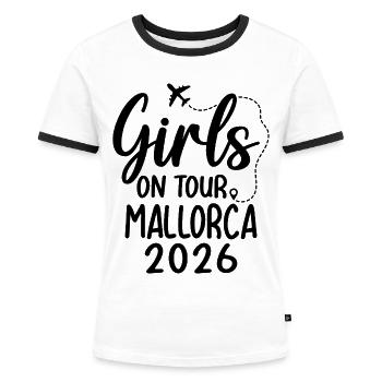 Girls On Tour Mallorca 2026 - Frauen Kontrast-T-Shirt - Weiß/Schwarz - Vorne - Selfina (174cm)
